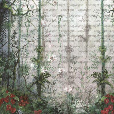 Tropical Nature Design, VINYL FABRIC TEXTILE Wall Mural in Different Texture, Code SE308. It is produced as ONE PIECE WITHOUT JOINT.