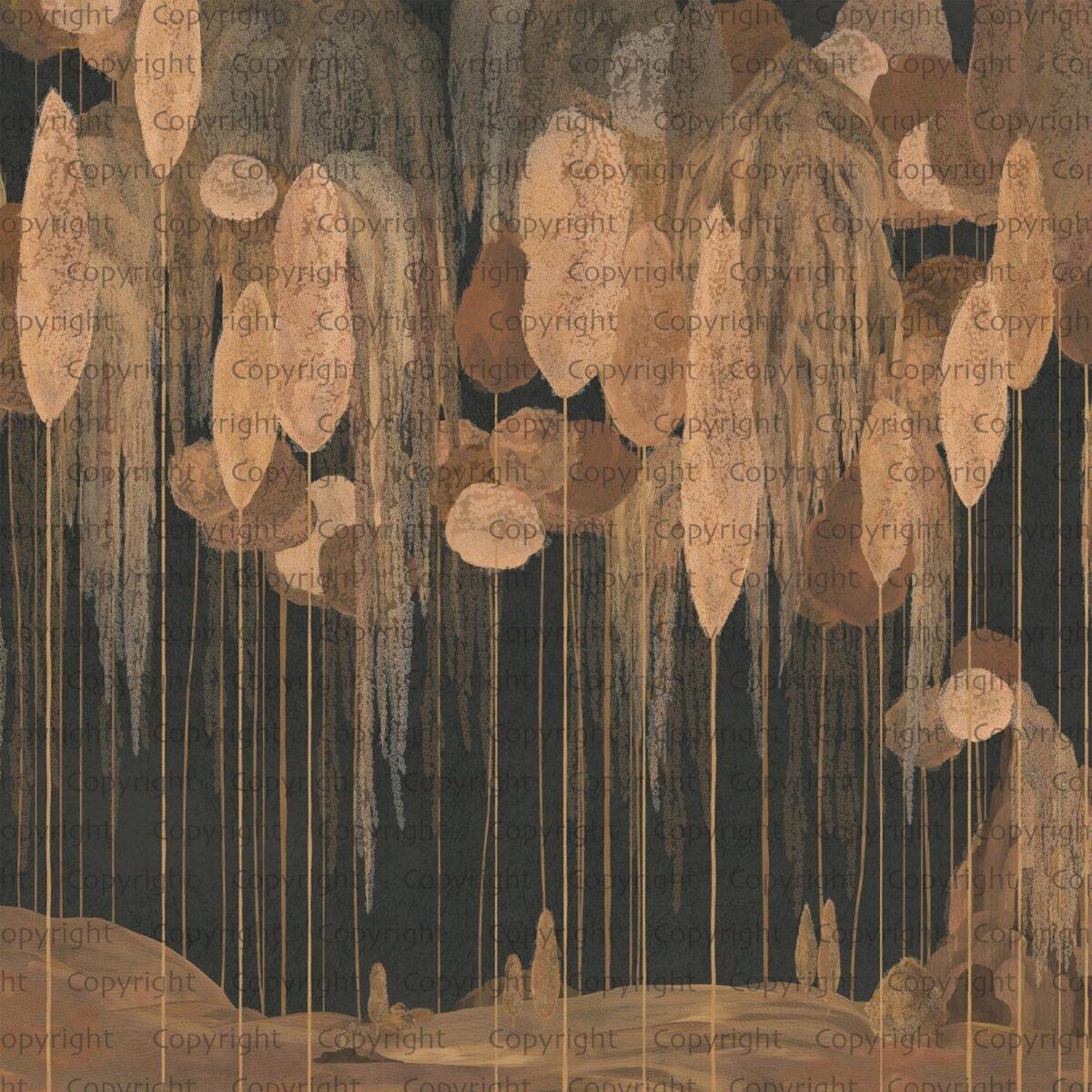 Abstract Mediterranean Cypress Tree Design MURAL WALLPAPER, Available in Various Paper Texture, Code SE309. It is Produced as 105 CM WIDE ROLL PANELS. - Image 3