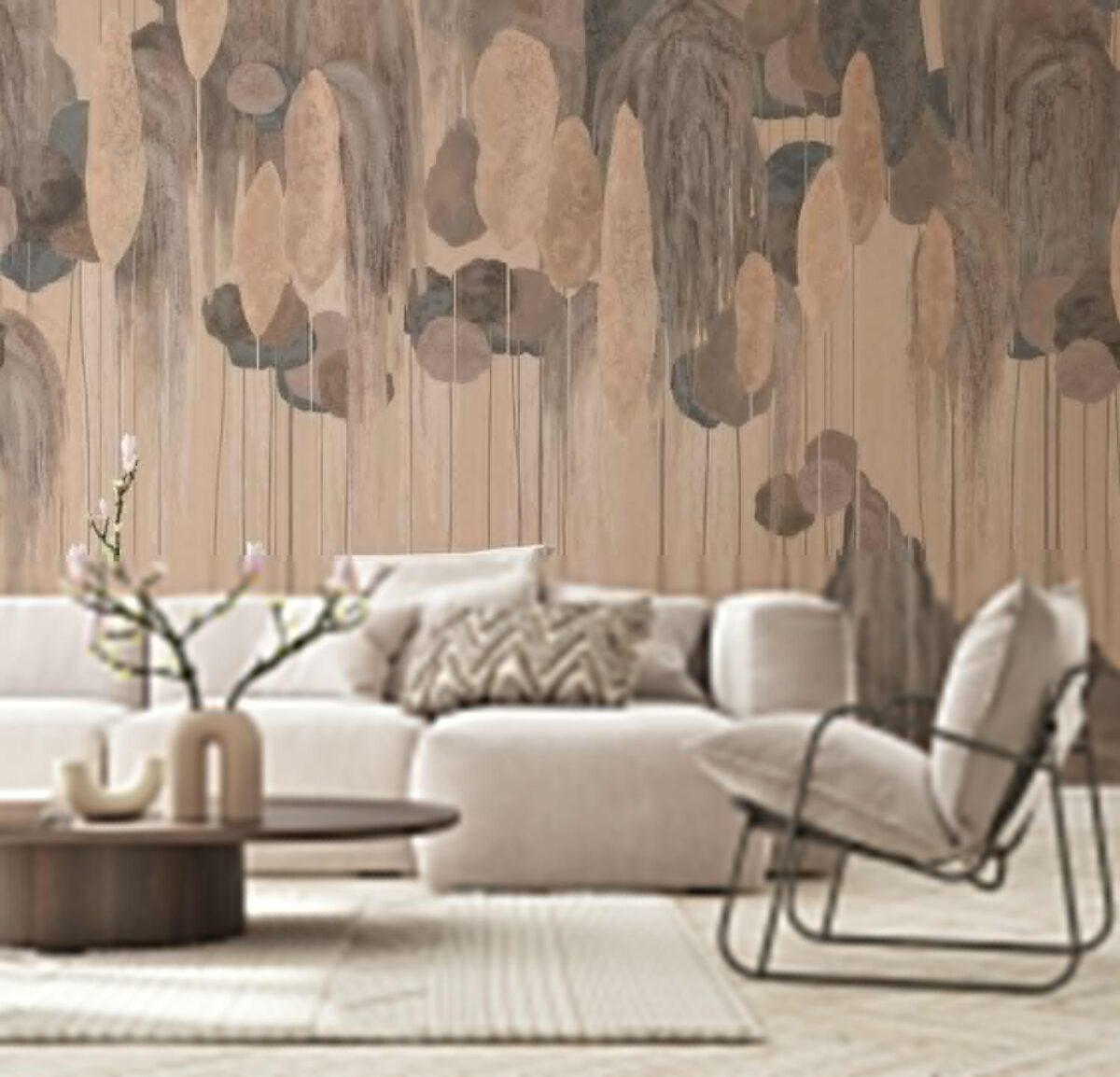 Abstract Mediterranean Cypress Tree Design, VINYL FABRIC TEXTILE Wall Mural in Different Texture, Code SE309. It is produced as ONE PIECE WITHOUT JOINT. - Image 9