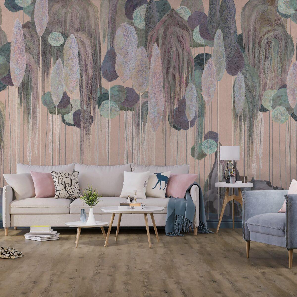 Abstract Mediterranean Cypress Tree Design MURAL WALLPAPER, Available in Various Paper Texture, Code SE309. It is Produced as 105 CM WIDE ROLL PANELS. - Image 8