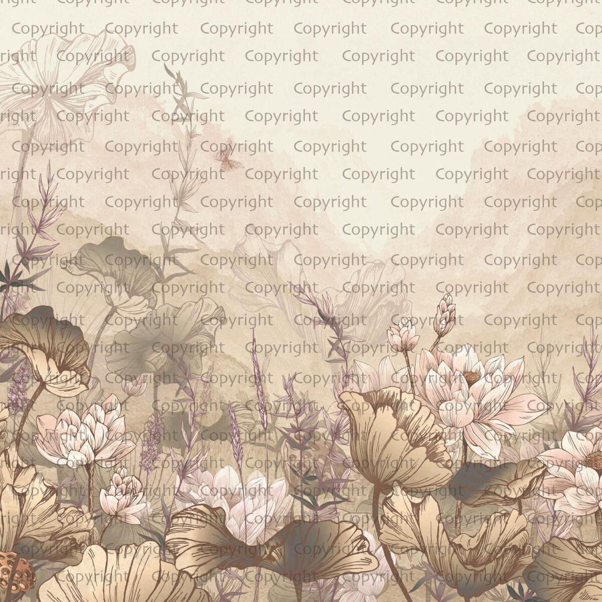 Floral Design MURAL WALLPAPER, Available in Various Paper Texture, Code SE310. It is Produced as 105 CM WIDE ROLL PANELS. - Image 1