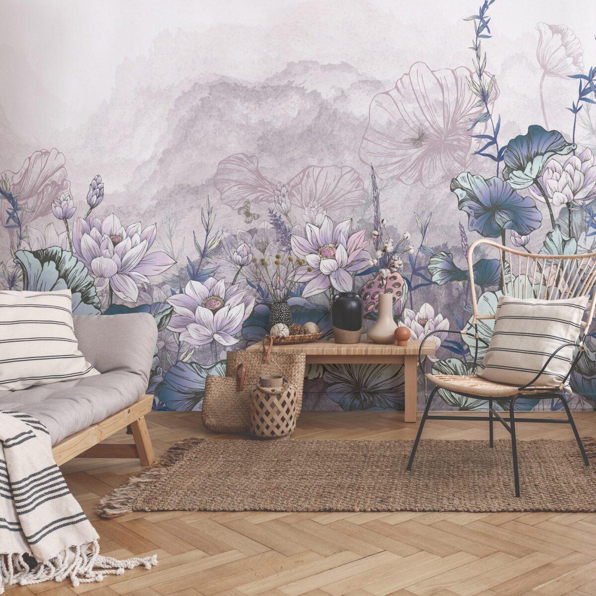 Floral Design MURAL WALLPAPER, Available in Various Paper Texture, Code SE310. It is Produced as 105 CM WIDE ROLL PANELS. - Image 7