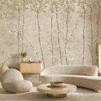 Cherry Blossom Tree Design, VINYL FABRIC TEXTILE Wall Mural in Different Texture, Code SE311. It is produced as ONE PIECE WITHOUT JOINT. - Image 5