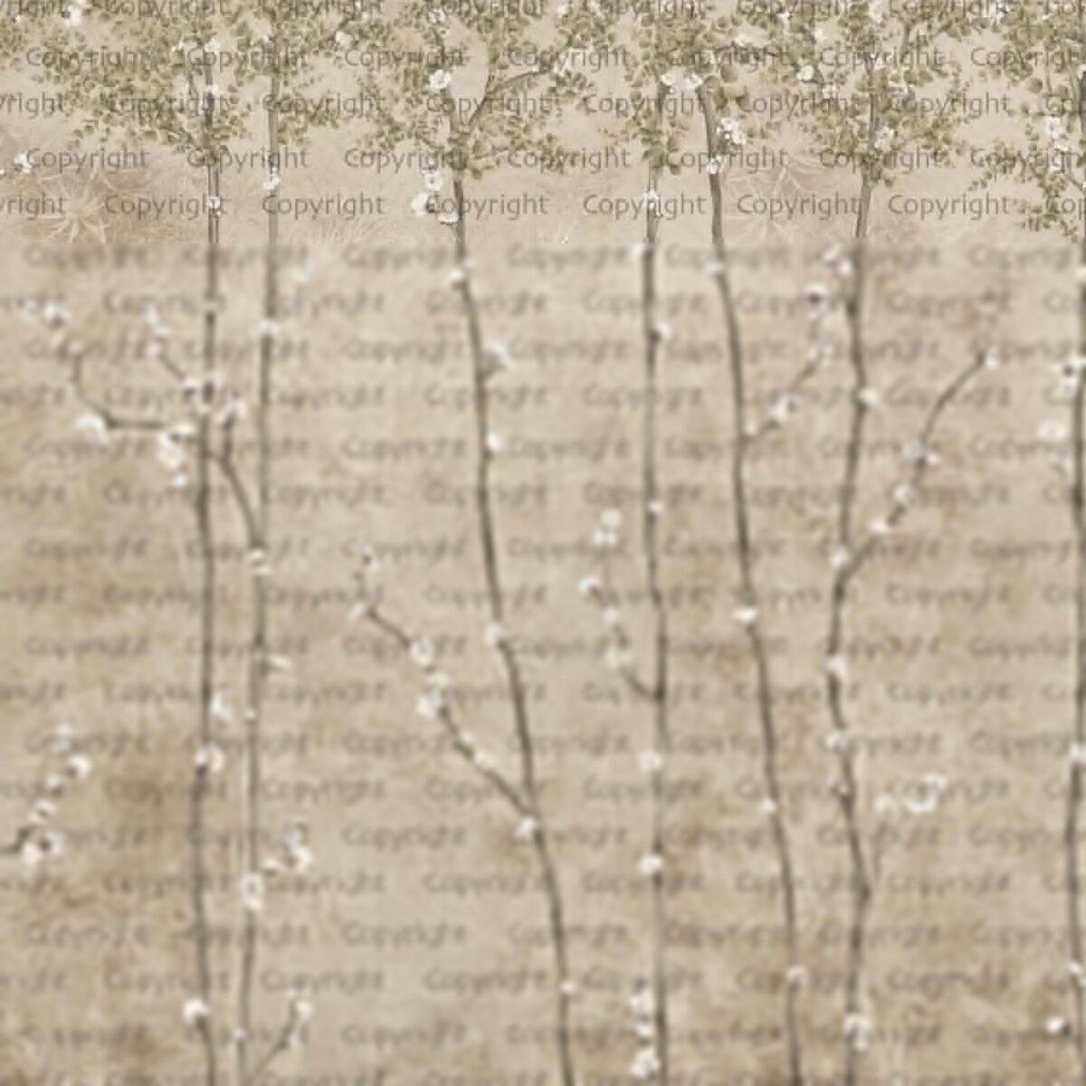 Cherry Blossom Tree Design, VINYL FABRIC TEXTILE Wall Mural in Different Texture, Code SE311. It is produced as ONE PIECE WITHOUT JOINT. - Image 3