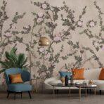 Floral Design, VINYL FABRIC TEXTILE Wall Mural in Different Texture, Code SE313. It is produced as ONE PIECE WITHOUT JOINT. - Image 5