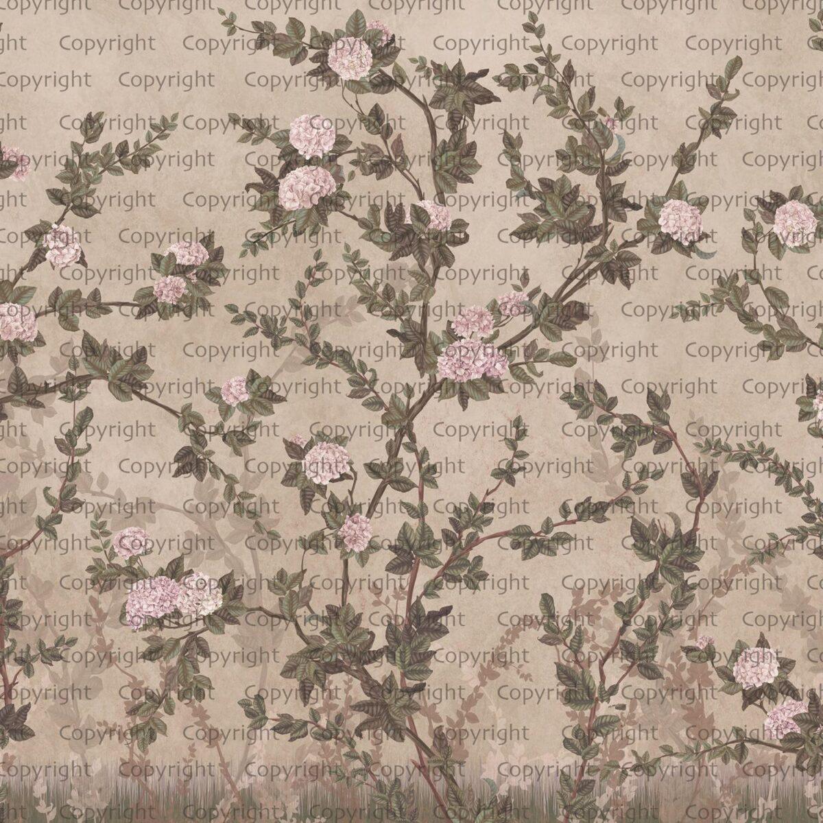 Floral Design MURAL WALLPAPER, Available in Various Paper Texture, Code SE313. It is Produced as 105 CM WIDE ROLL PANELS. - Image 2