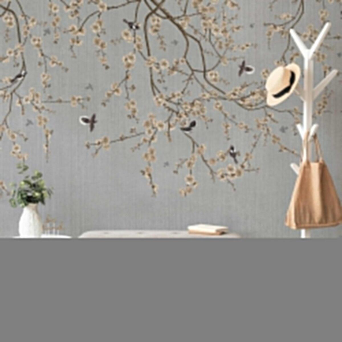 Floral and Bird Detailed Design MURAL WALLPAPER, Available in Various Paper Texture, Code SE316. It is Produced as 105 CM WIDE ROLL PANELS. - Image 6