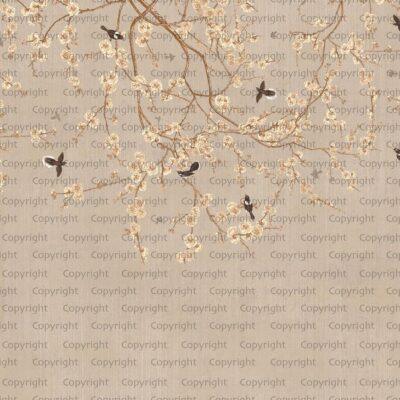 Floral and Bird Detailed Design, VINYL FABRIC TEXTILE Wall Mural in Different Texture, Code SE316. It is produced as ONE PIECE WITHOUT JOINT.