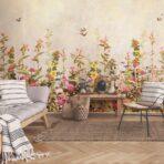 Floral Design, VINYL FABRIC TEXTILE Wall Mural in Different Texture, Code SE320. It is produced as ONE PIECE WITHOUT JOINT. - Image 6