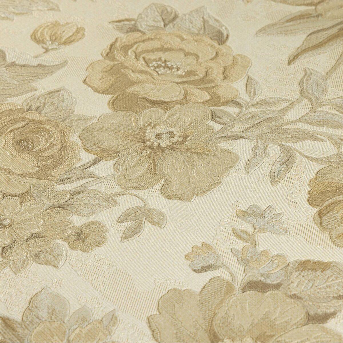 Blooming Roses Floral Pattern Wallpaper Beige Cream Code 5806-1 - Image 4