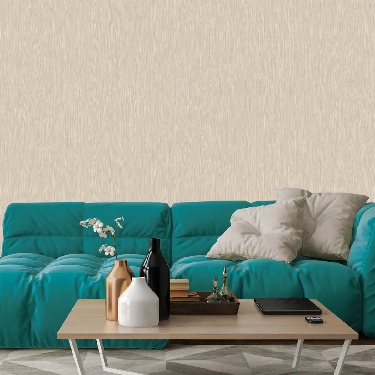 Textured Plain Wallpaper Cream Code 6801-3 - Image 2