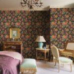 Blooming Roses Floral Pattern Wallpaper Black Orange Red Code 5806-6 - Image 6