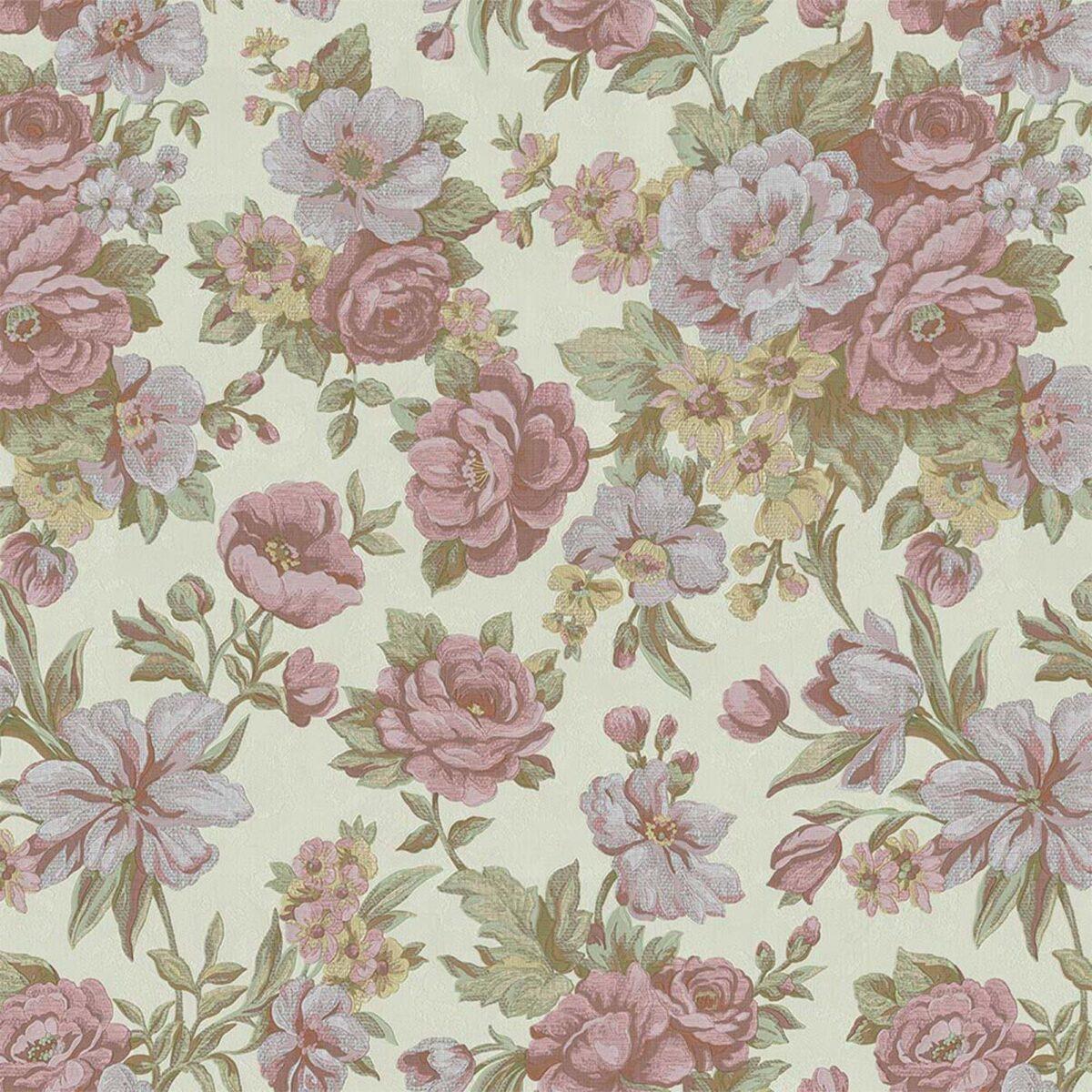 Blooming Roses Floral Pattern Wallpaper Blue Light Purple Code 5806-4 - Image 5