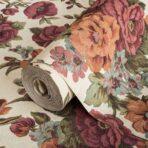 Blooming Roses Floral Pattern Wallpaper Cooper Orange Red Code 5806-5