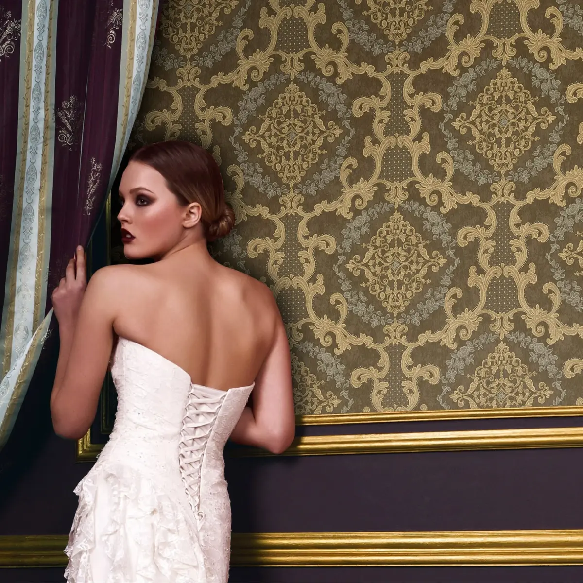 Damask Pattern Wallpaper Brown Code 6802-5 - Image 2