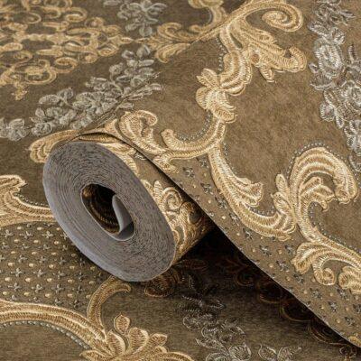 Damask Pattern Wallpaper Brown Code 6802-5