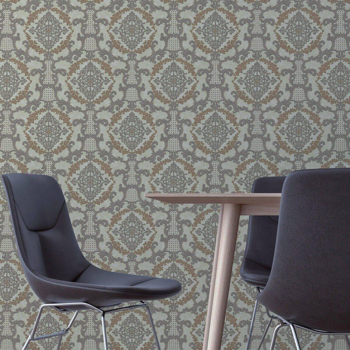 Damask Pattern Wallpaper Beige Dark Code 6802-4 - Image 2