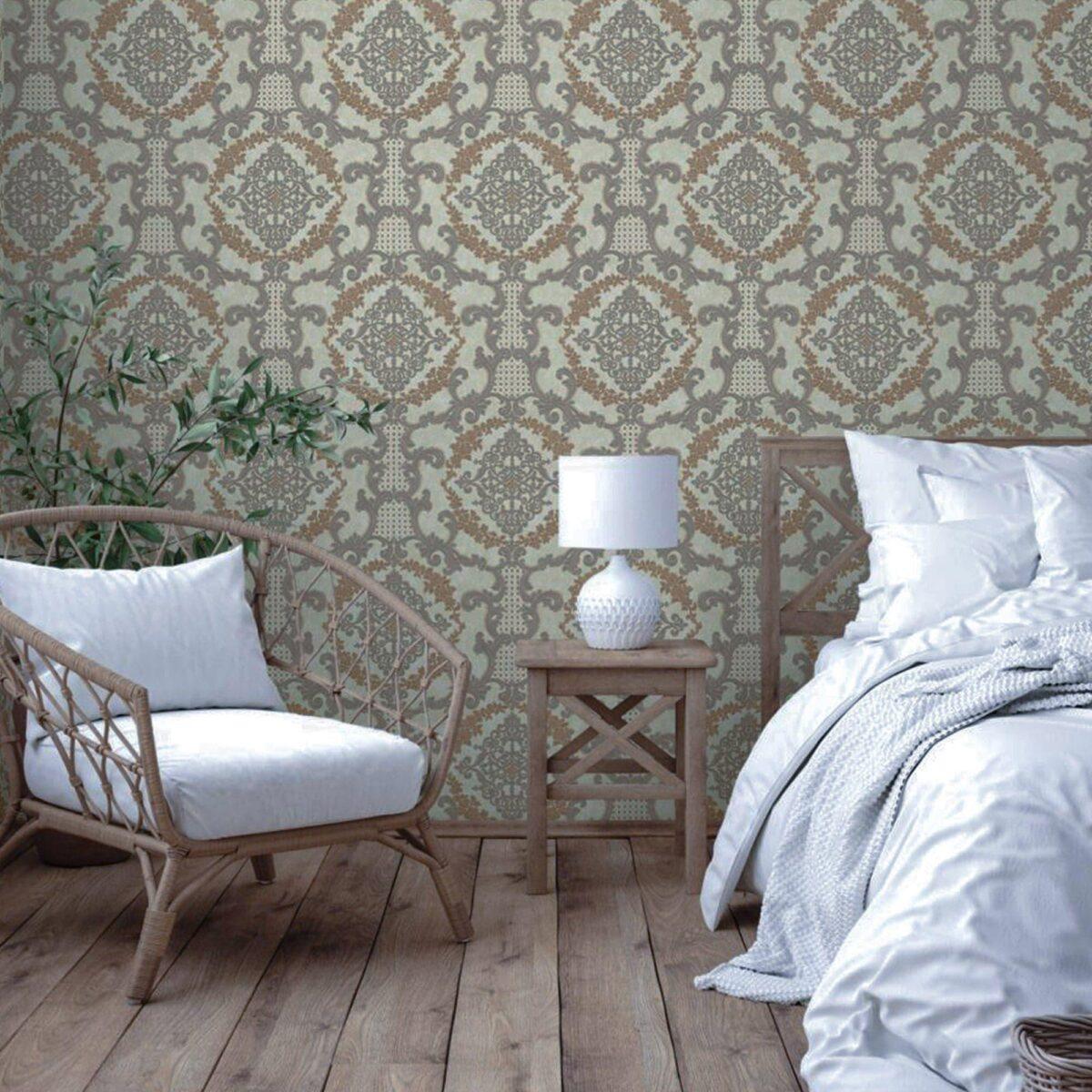 Damask Pattern Wallpaper Beige Dark Code 6802-4 - Image 5