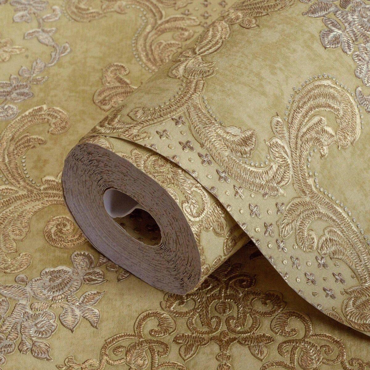 Damask Pattern Wallpaper Gold Yellow Code 6802-3 - Image 1