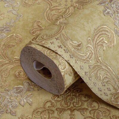 Damask Pattern Wallpaper Gold Yellow Code 6802-3