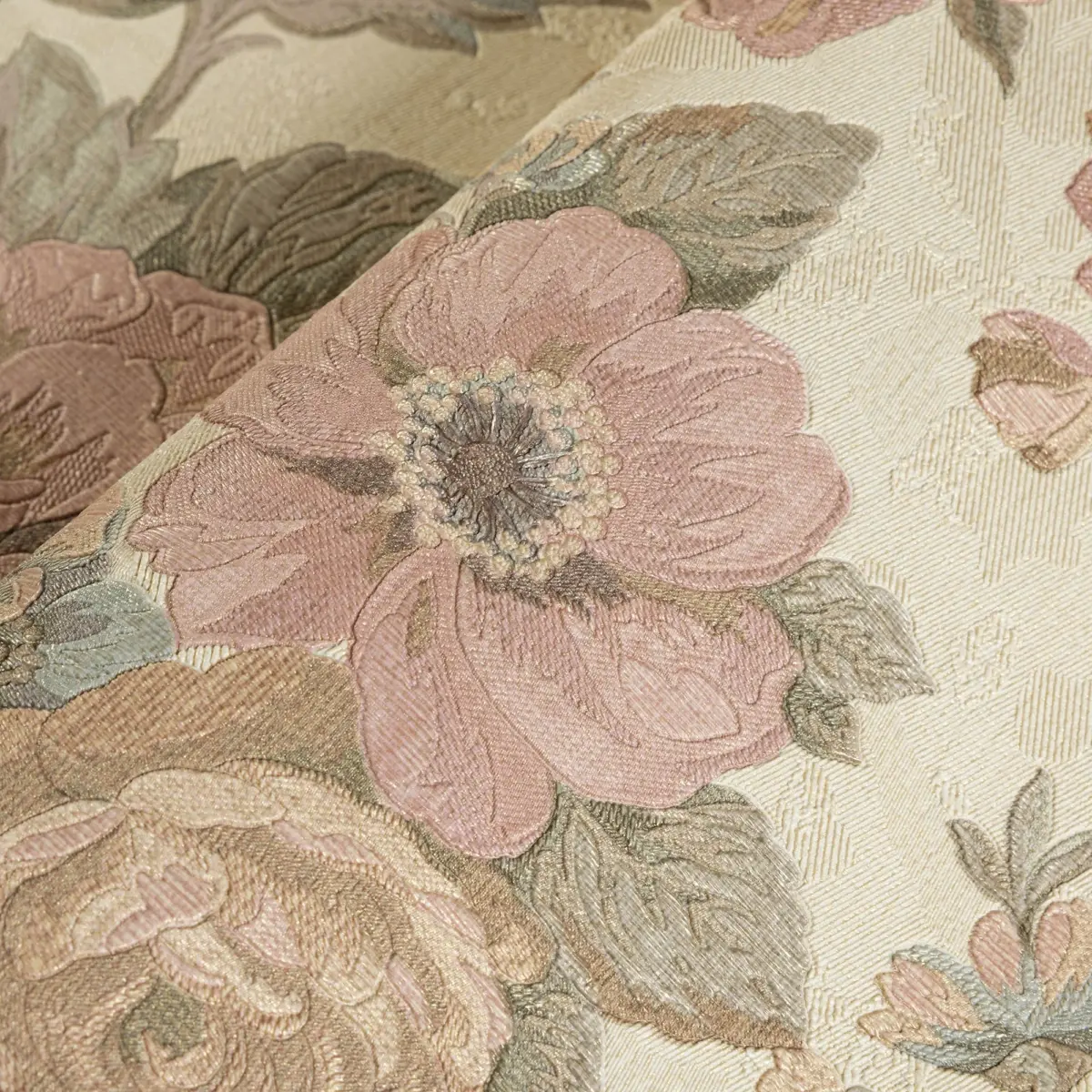 Blooming Roses Floral Pattern Wallpaper Beige Light Pink Code 5806-2 - Image 3