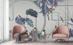 Monkey and Birds Design Mural WALLPAPER, Available in Various Paper Texture, Code FJ300. It is Produced as 105 cm Wide Roll Panels. - Image 9