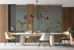 Monkey and Birds Design, VINYL FABRIC TEXTILE Wall Mural in Different Texture, Code FJ300.  It is produced as ONE PIECE WITHOUT JOINT. - Image 9