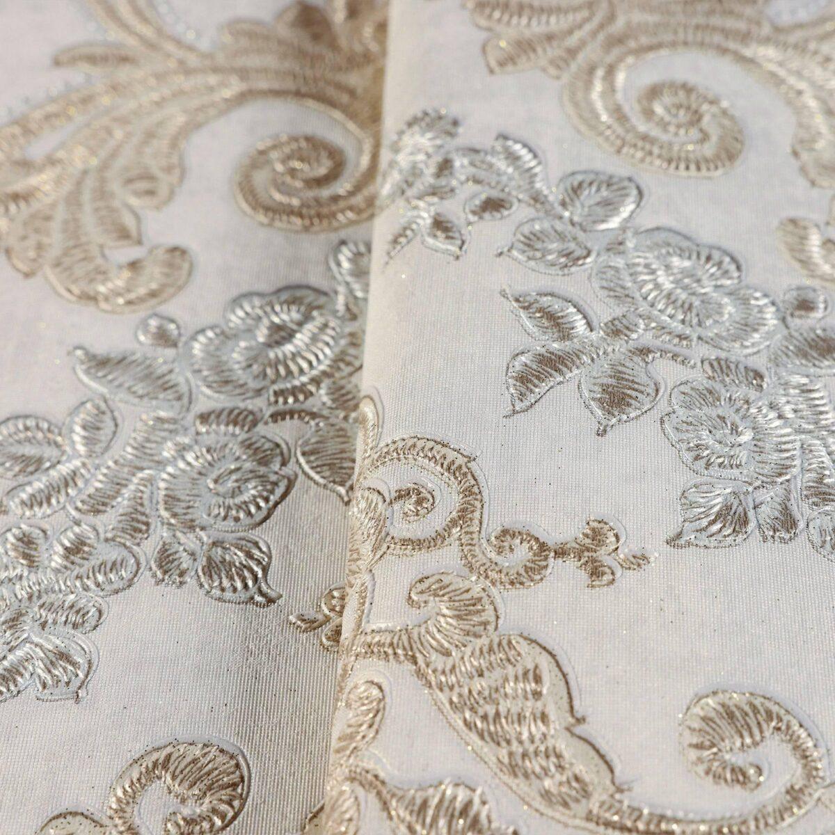 Damask Pattern Wallpaper Beige Clear Gray Code 6802-1 - Image 4