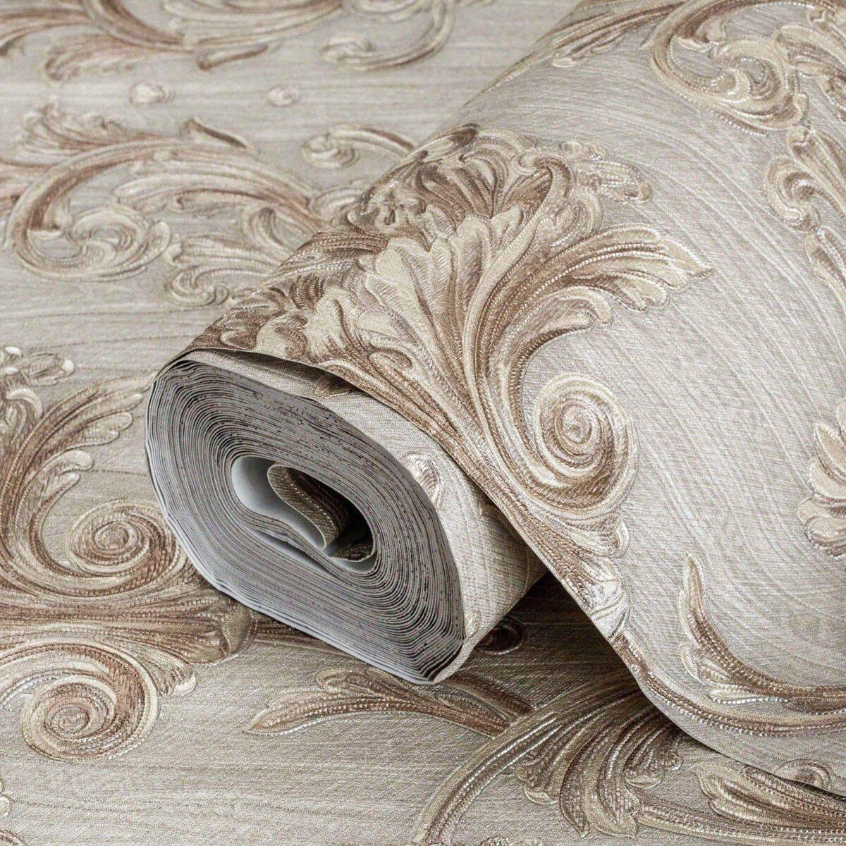 Damask Rich Ornament Wallpaper Brown Beige Code 6808-3 - Image 1