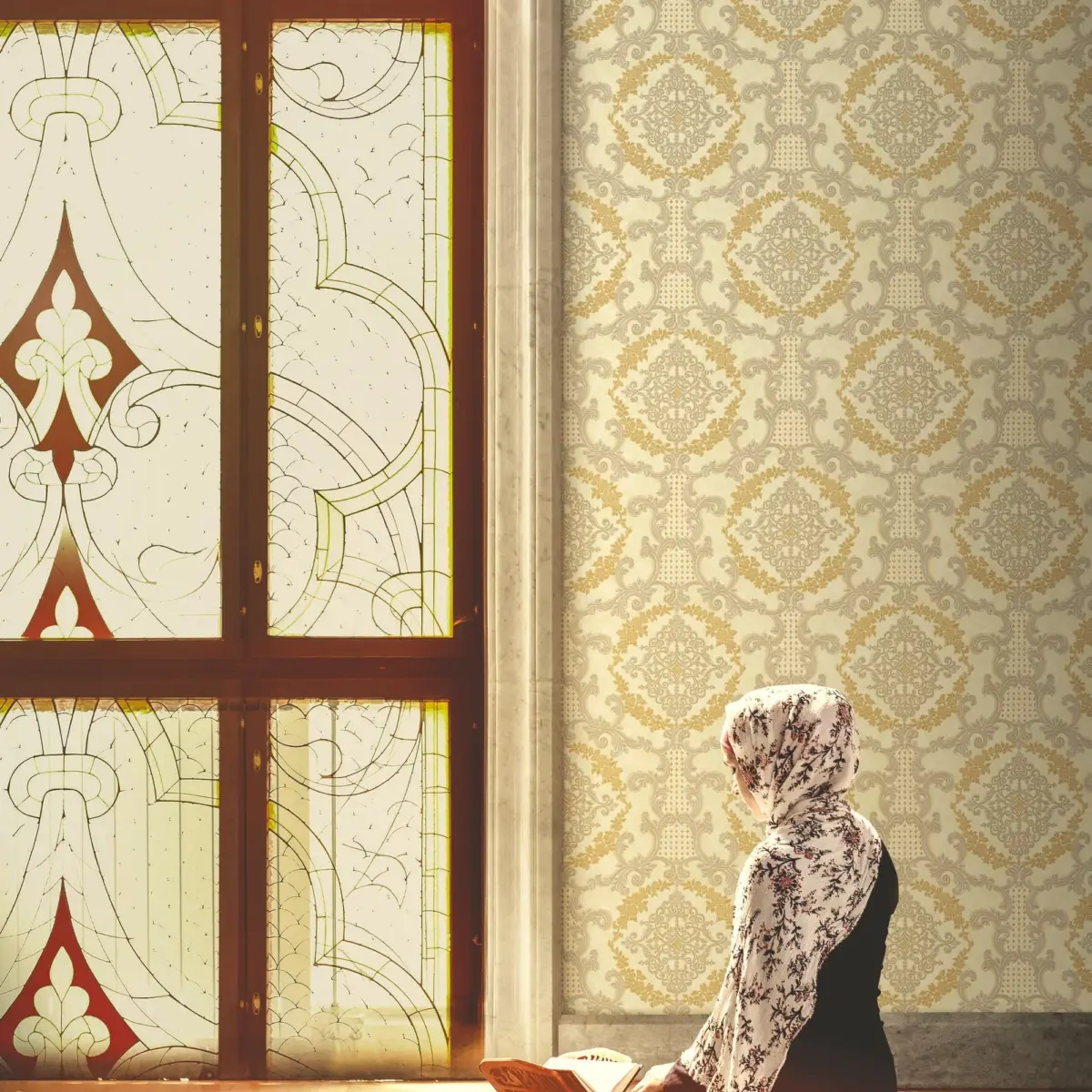 Damask Pattern Wallpaper Light Beige Code 6802-2 - Image 2