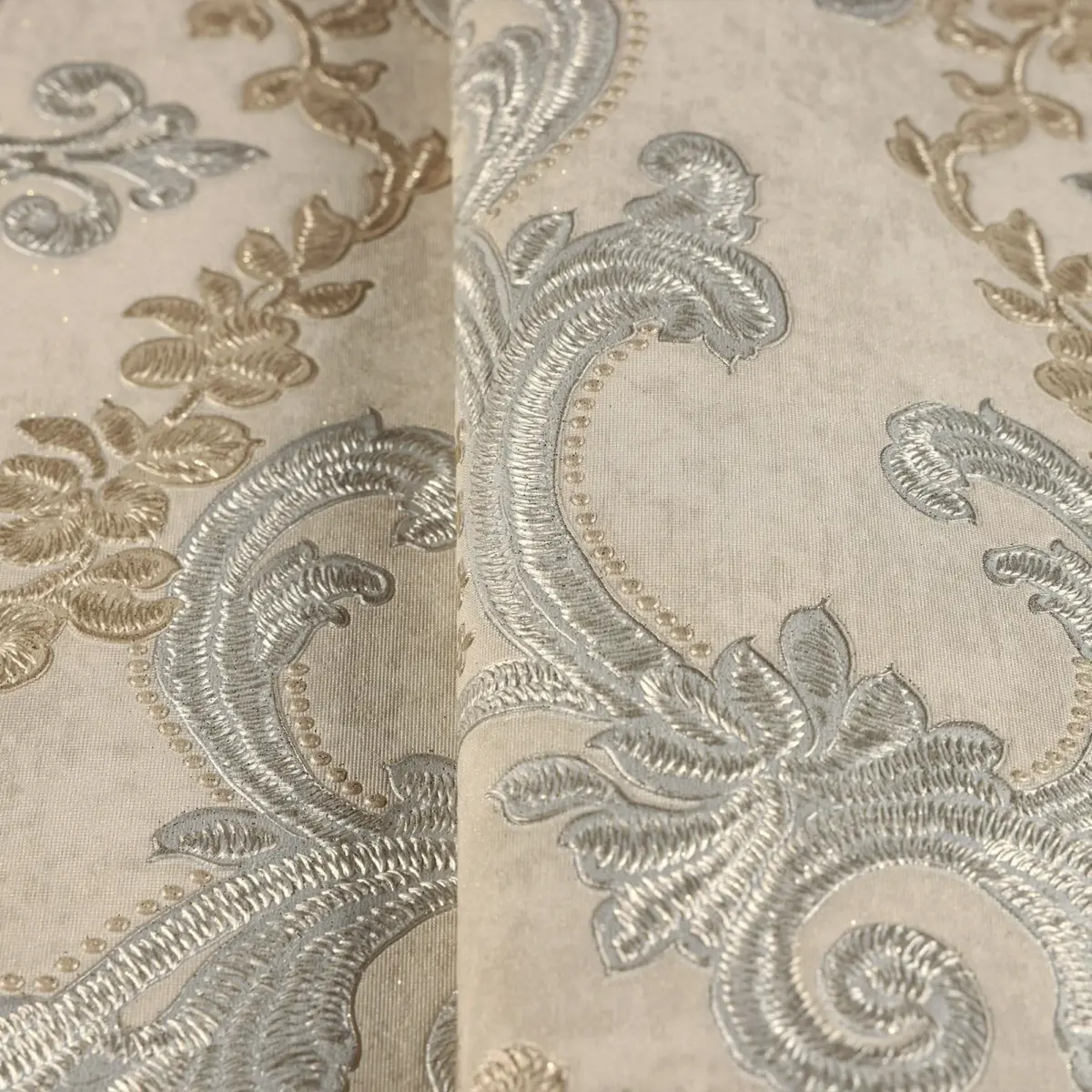 Damask Pattern Wallpaper Light Beige Code 6802-2 - Image 3