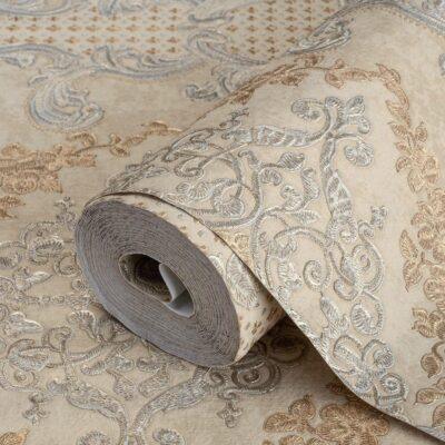Damask Pattern Wallpaper Light Beige Code 6802-2