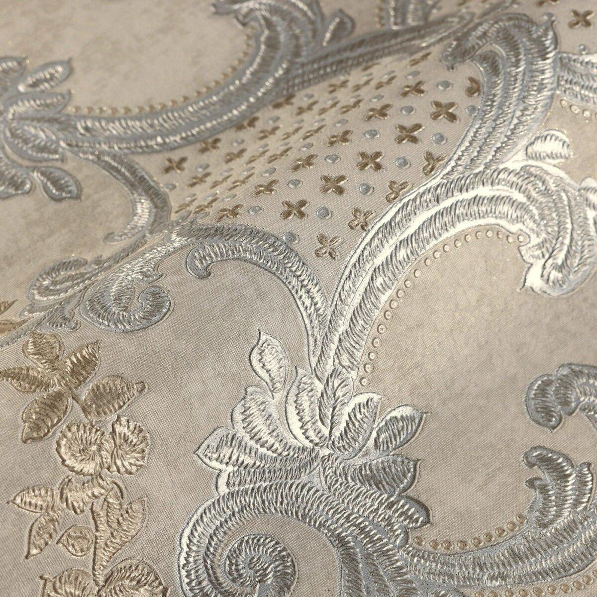 Damask Pattern Wallpaper Light Beige Code 6802-2 - Image 4