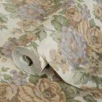 Blooming Roses Floral Pattern Wallpaper Beige Light Blue Code 5806-3