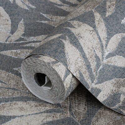 Leaf Pattern Wallpaper Charcoal Code 1012-4