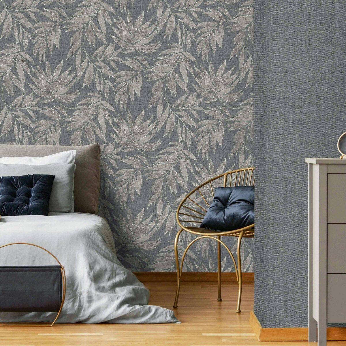 Leaf Pattern Wallpaper Charcoal Code 1012-4 - Image 6