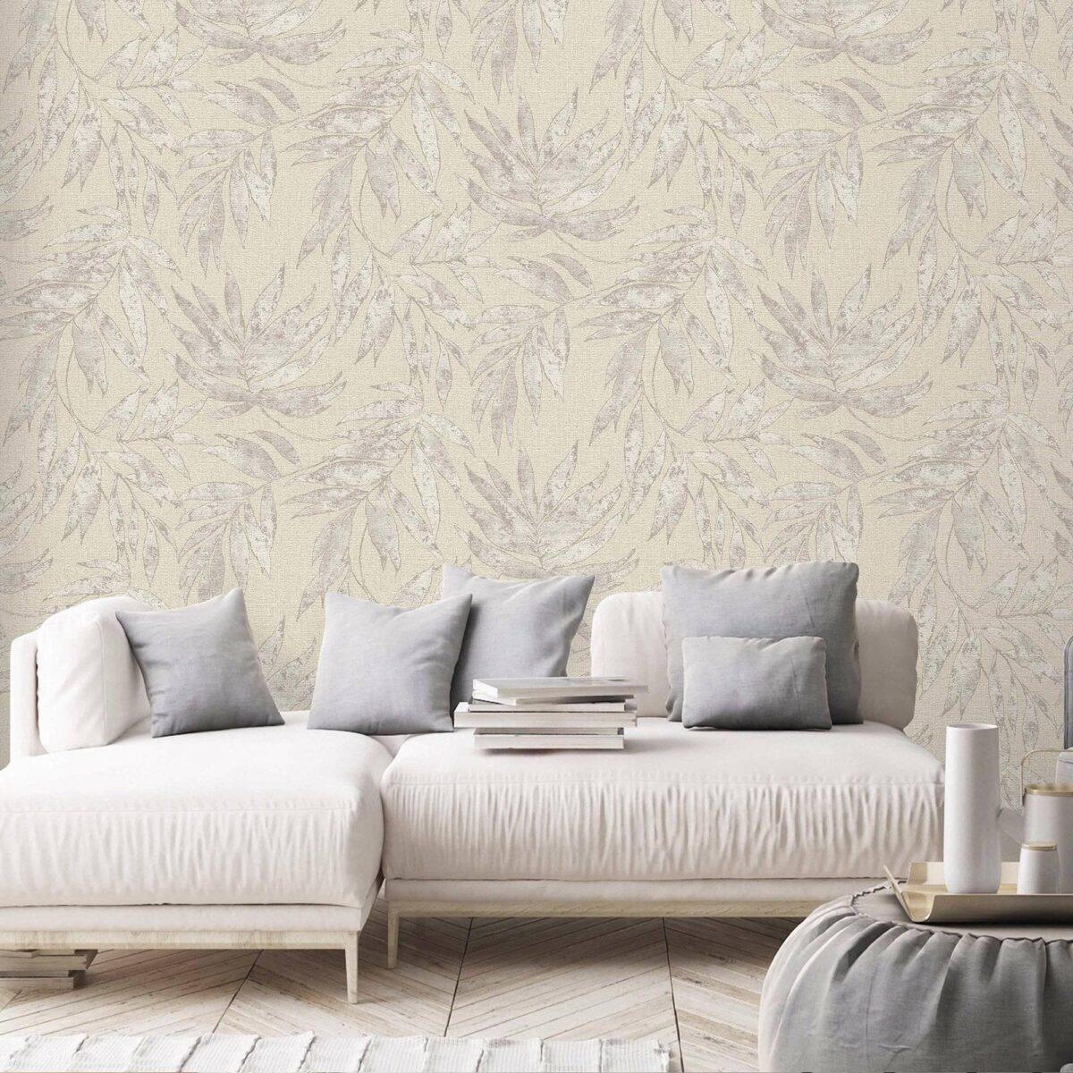 Leaf Pattern Wallpaper Beige Code 1012-2 - Image 6