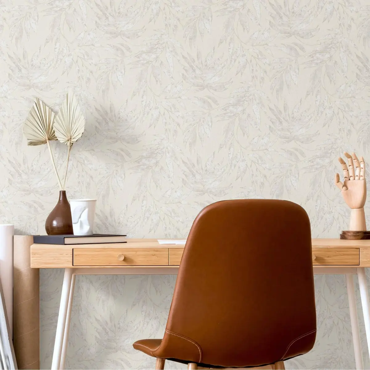 Leaf Pattern Wallpaper White Code 1012-1 - Image 2