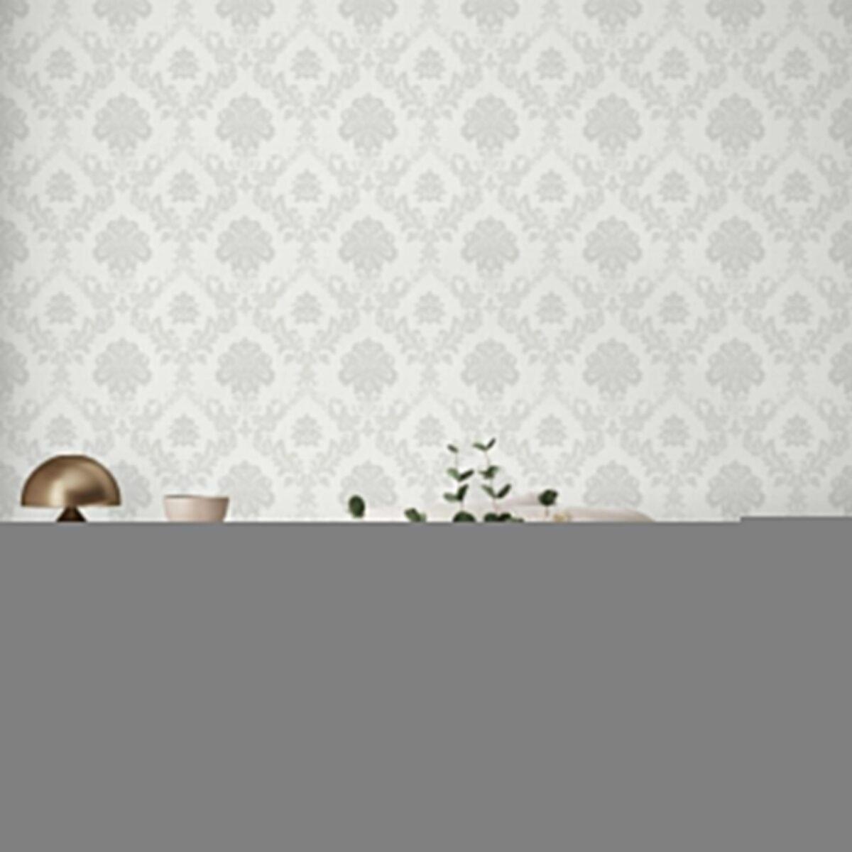 Modern Damask Pattern Wallpaper, Colour White Code 24206-1 - Image 2