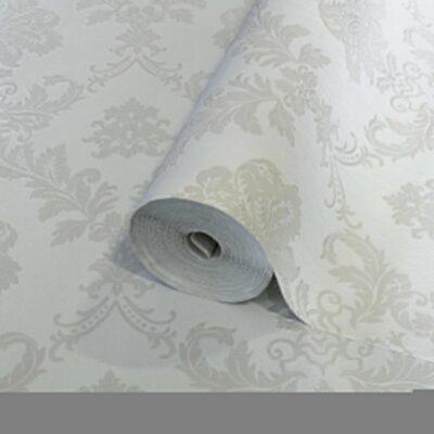 Modern Damask Pattern Wallpaper, Colour White Code 24206-1