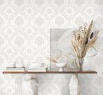 Modern Damask Pattern Wallpaper, Colour White Code 24206-1 - Image 4