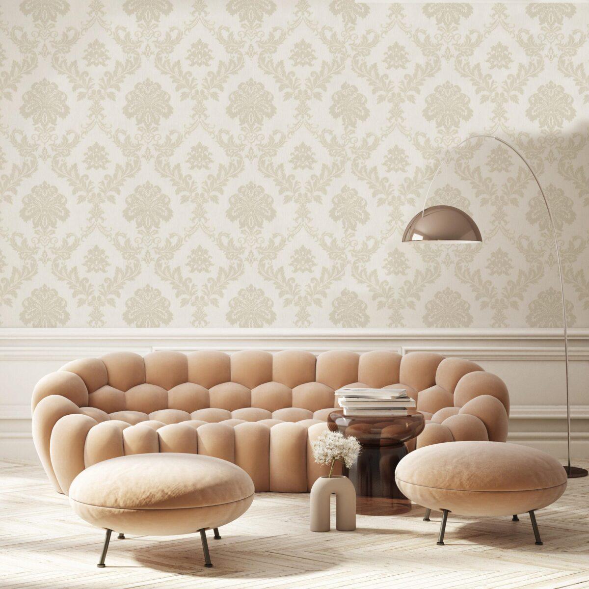 Modern Damask Pattern Wallpaper, Colour Cream Code 24206-2 - Image 4