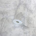 Tropical Forest Patterned Wallpaper, Colour White Code 24207-1