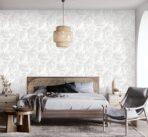 Tropical Leaf Patterned Wallpaper, Colour White Code 24208-1 - Image 2