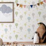 Clouds in the Sky Themed Wallpaper Colour Light, Yellow  Code 8901-2