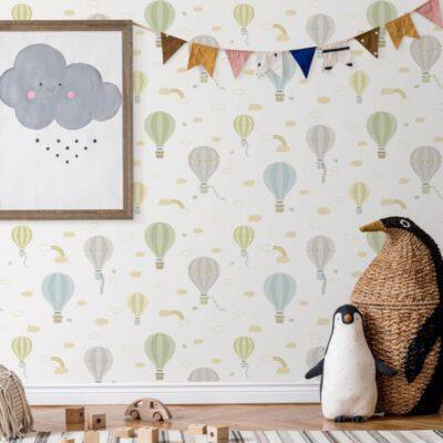 Clouds in the Sky Themed Wallpaper Colour Light, Yellow  Code 8901-2