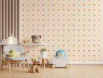 Heart Shaped Patterned Wallpaper with Warm Colors Beige, Cream, Light Code 8905-2