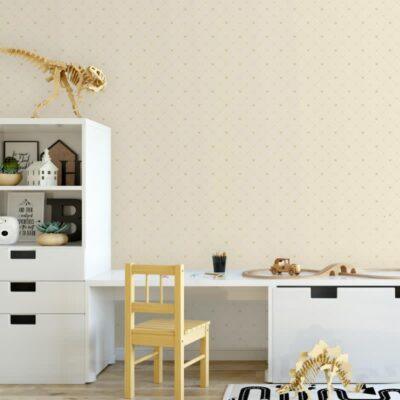 Geometric Mini Crown Detailed Wallpaper Colors Light, Beige Code 8911-1