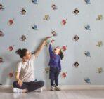 Wallpaper with Popular Mini DC Heroes Colors Blue, Light Code 8912-1