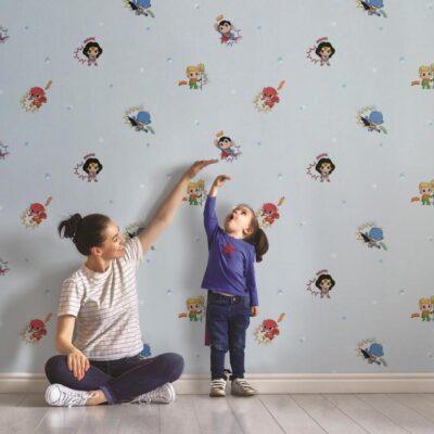 Wallpaper with Popular Mini DC Heroes Colors Blue, Light Code 8912-1